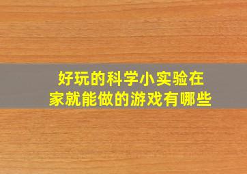 好玩的科学小实验在家就能做的游戏有哪些