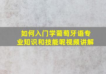 如何入门学葡萄牙语专业知识和技能呢视频讲解