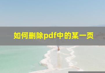 如何删除pdf中的某一页