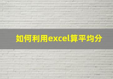 如何利用excel算平均分