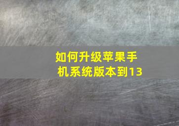 如何升级苹果手机系统版本到13