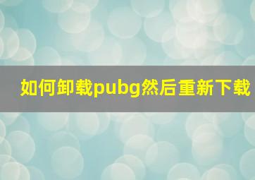 如何卸载pubg然后重新下载