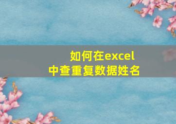 如何在excel中查重复数据姓名