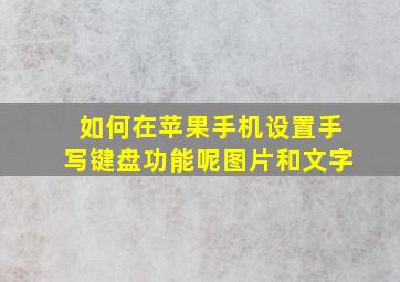 如何在苹果手机设置手写键盘功能呢图片和文字