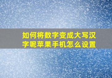 如何将数字变成大写汉字呢苹果手机怎么设置