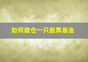 如何建仓一只股票基金