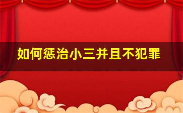 如何惩治小三并且不犯罪