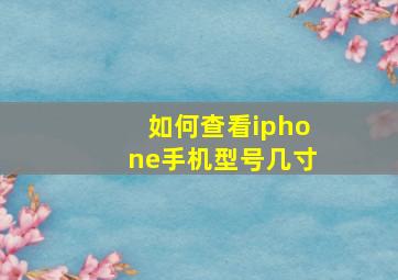 如何查看iphone手机型号几寸