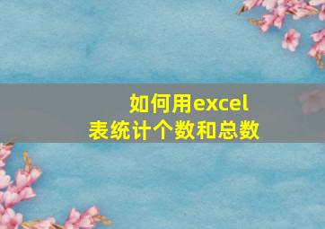 如何用excel表统计个数和总数