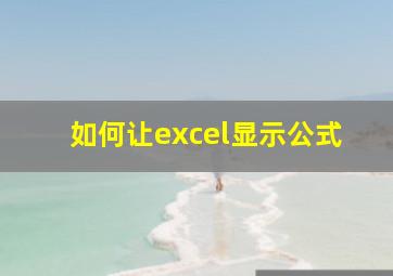 如何让excel显示公式