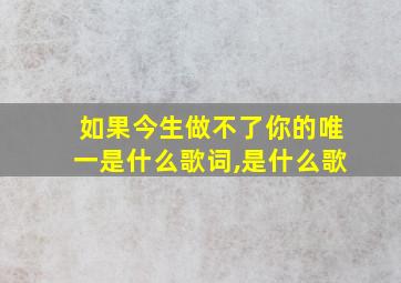 如果今生做不了你的唯一是什么歌词,是什么歌