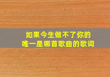 如果今生做不了你的唯一是哪首歌曲的歌词