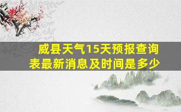 威县天气15天预报查询表最新消息及时间是多少