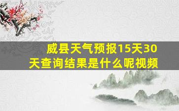 威县天气预报15天30天查询结果是什么呢视频