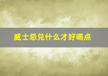 威士忌兑什么才好喝点