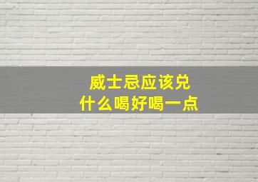 威士忌应该兑什么喝好喝一点