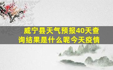 威宁县天气预报40天查询结果是什么呢今天疫情