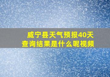 威宁县天气预报40天查询结果是什么呢视频