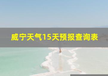 威宁天气15天预报查询表