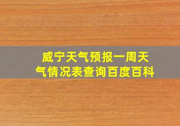 威宁天气预报一周天气情况表查询百度百科