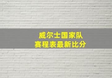 威尔士国家队赛程表最新比分