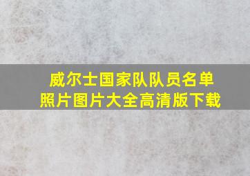 威尔士国家队队员名单照片图片大全高清版下载