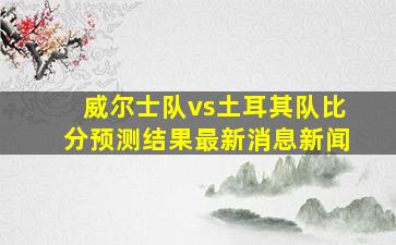 威尔士队vs土耳其队比分预测结果最新消息新闻