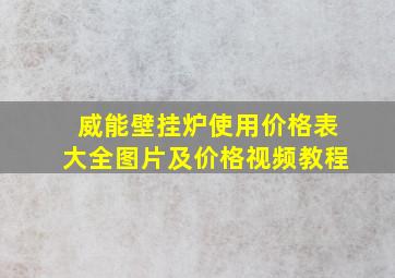 威能壁挂炉使用价格表大全图片及价格视频教程