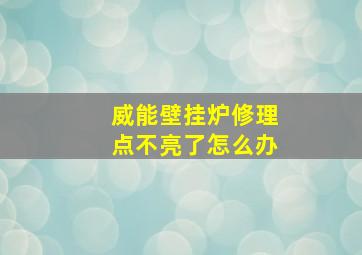 威能壁挂炉修理点不亮了怎么办