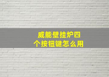 威能壁挂炉四个按钮键怎么用