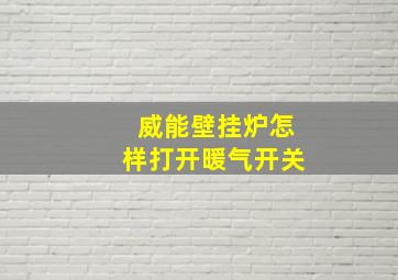 威能壁挂炉怎样打开暖气开关