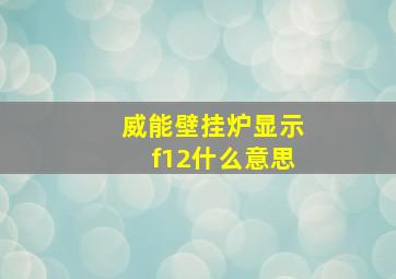 威能壁挂炉显示f12什么意思