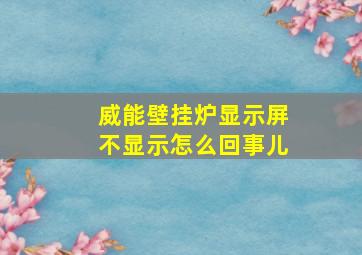 威能壁挂炉显示屏不显示怎么回事儿