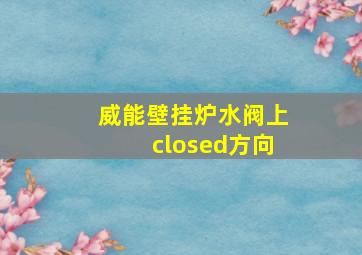 威能壁挂炉水阀上closed方向