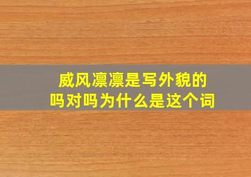 威风凛凛是写外貌的吗对吗为什么是这个词