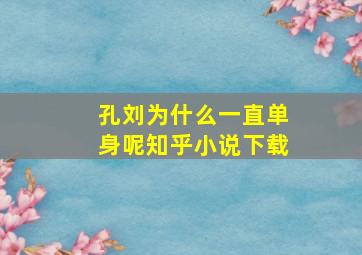 孔刘为什么一直单身呢知乎小说下载