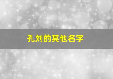 孔刘的其他名字