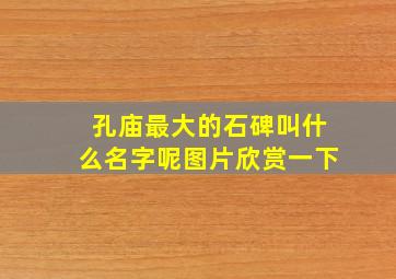 孔庙最大的石碑叫什么名字呢图片欣赏一下