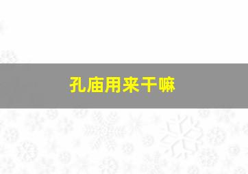 孔庙用来干嘛