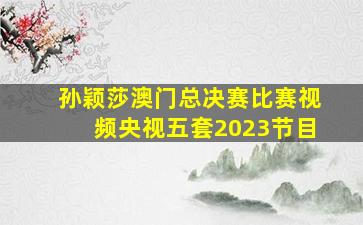 孙颖莎澳门总决赛比赛视频央视五套2023节目