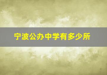 宁波公办中学有多少所