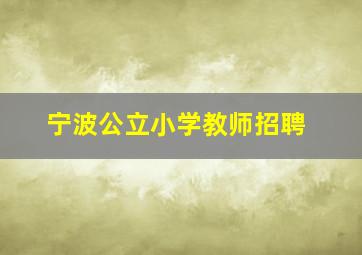 宁波公立小学教师招聘