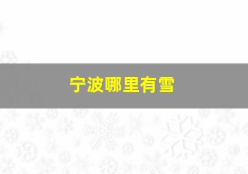 宁波哪里有雪