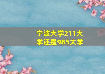 宁波大学211大学还是985大学