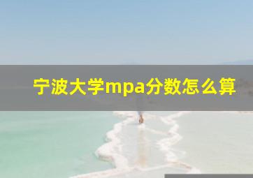 宁波大学mpa分数怎么算