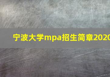 宁波大学mpa招生简章2020