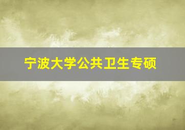 宁波大学公共卫生专硕