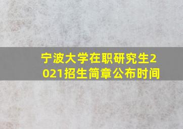 宁波大学在职研究生2021招生简章公布时间