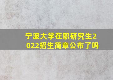 宁波大学在职研究生2022招生简章公布了吗