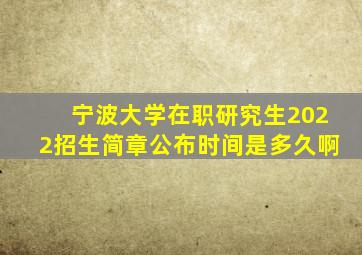 宁波大学在职研究生2022招生简章公布时间是多久啊